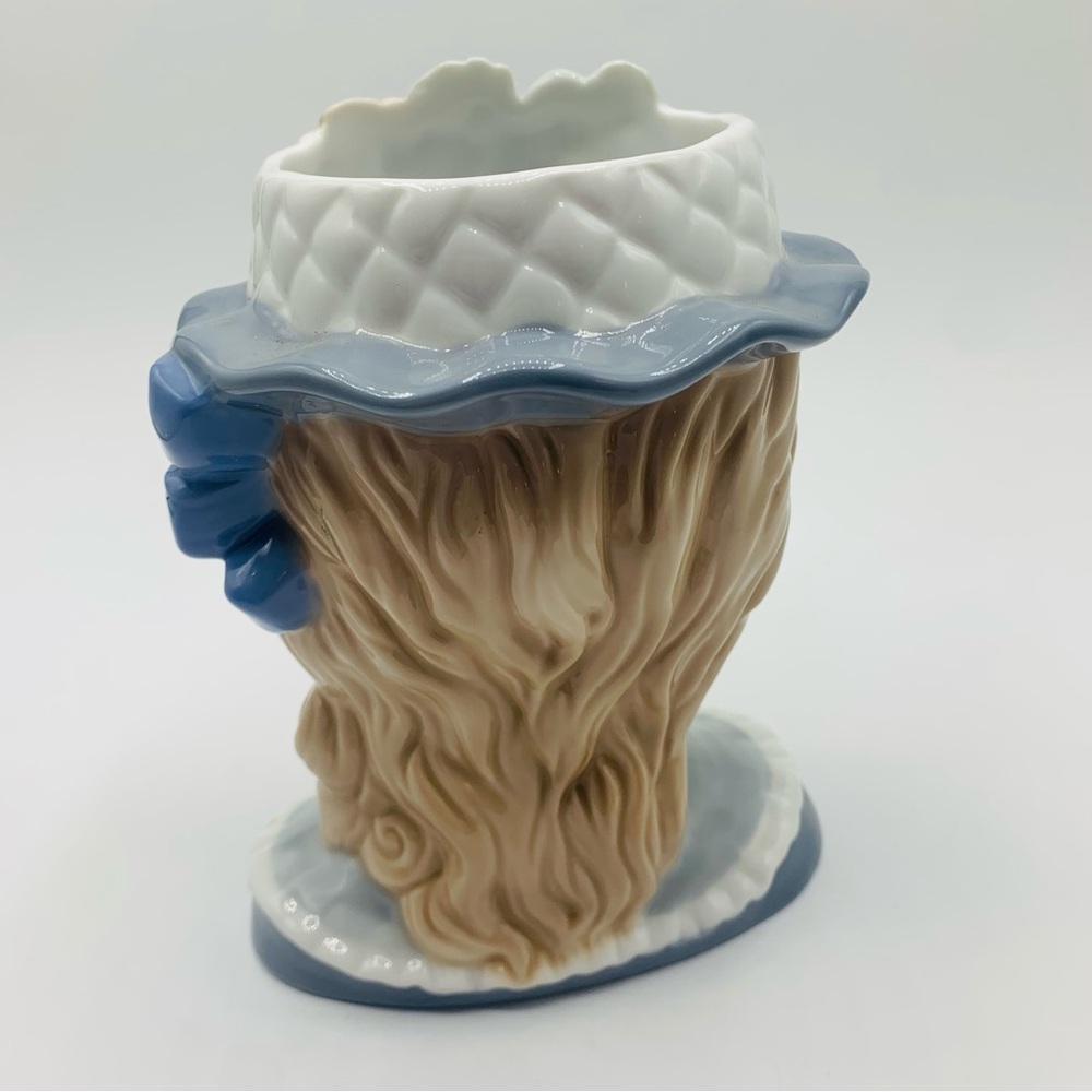 Large Vintage Ceramic Lady Head Vase Planter – 7” Tall Pastel Flowers & Hat - Picture 7 of 11